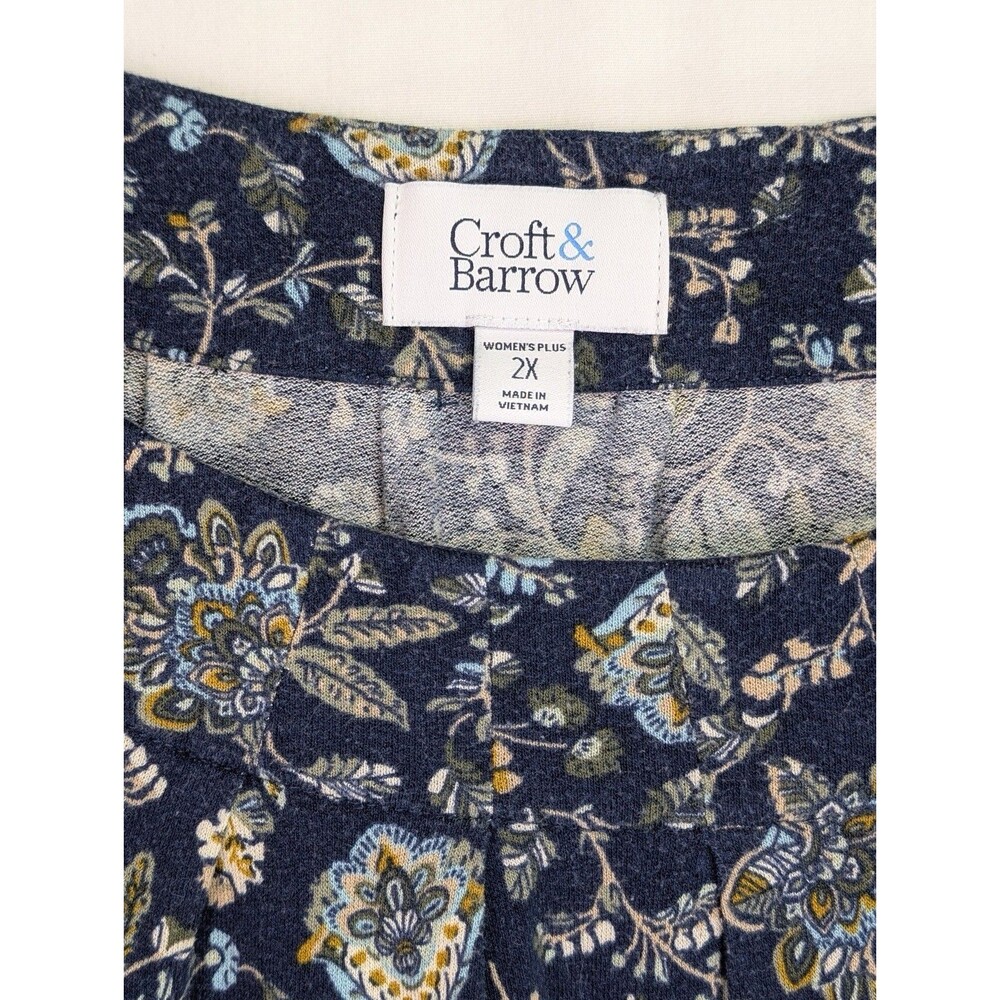 Croft & Barrow 2X Blue Multicolor 3/4 Sleeve Floral Boho Tunic Top - Picture 3 of 8